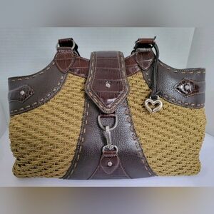 Brighton Leather Trim Jute Shoulder Bag